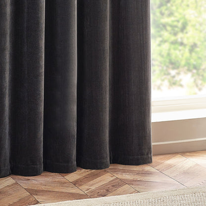 Yard Heavy Chenille Blackout Eyelet Curtains - Charcoal