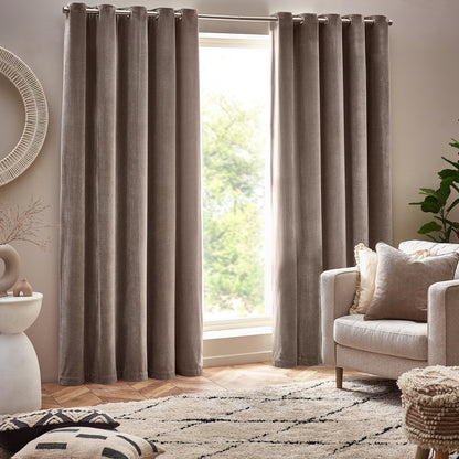 Yard Heavy Chenille Blackout Eyelet Curtains - Greige