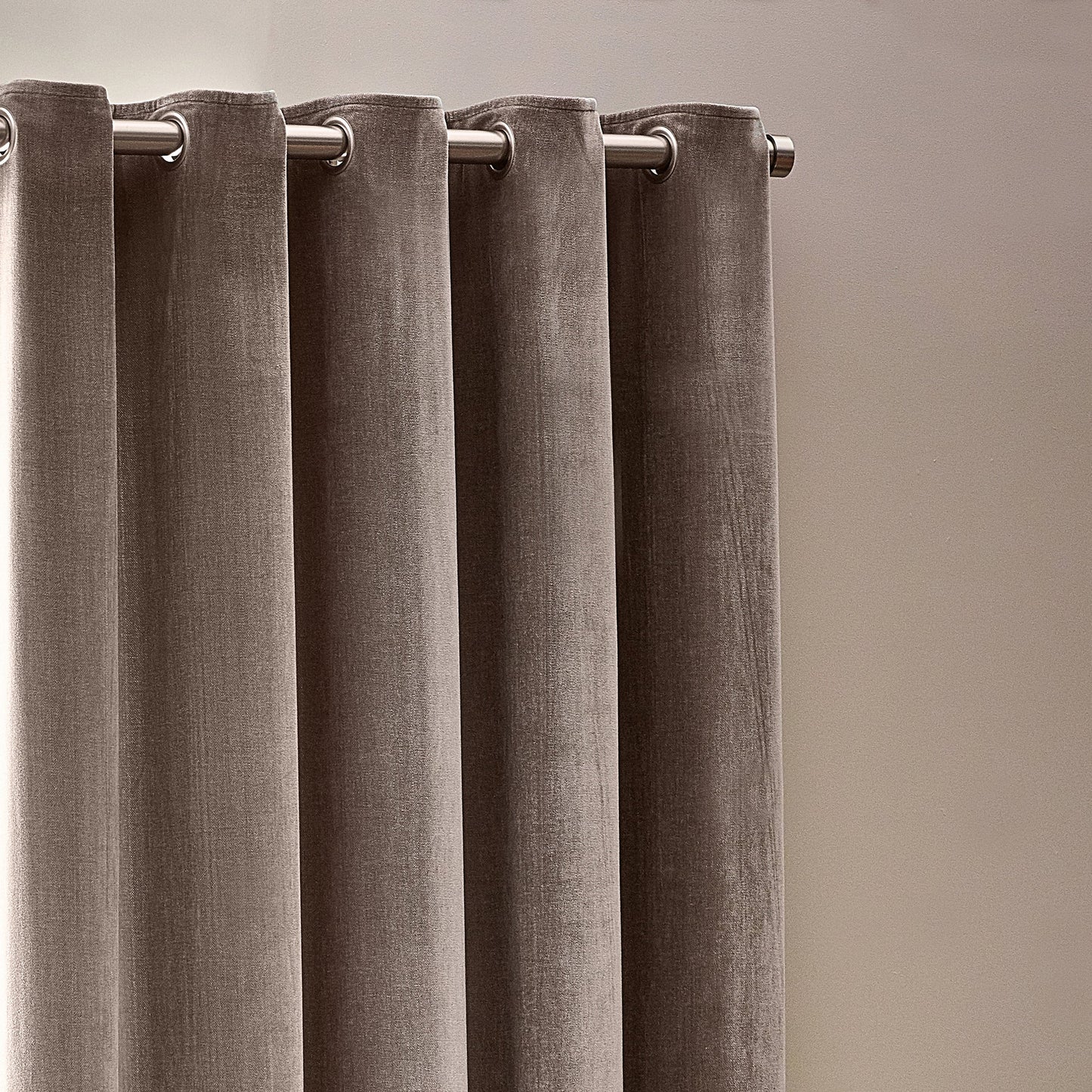 Yard Heavy Chenille Blackout Eyelet Curtains - Greige