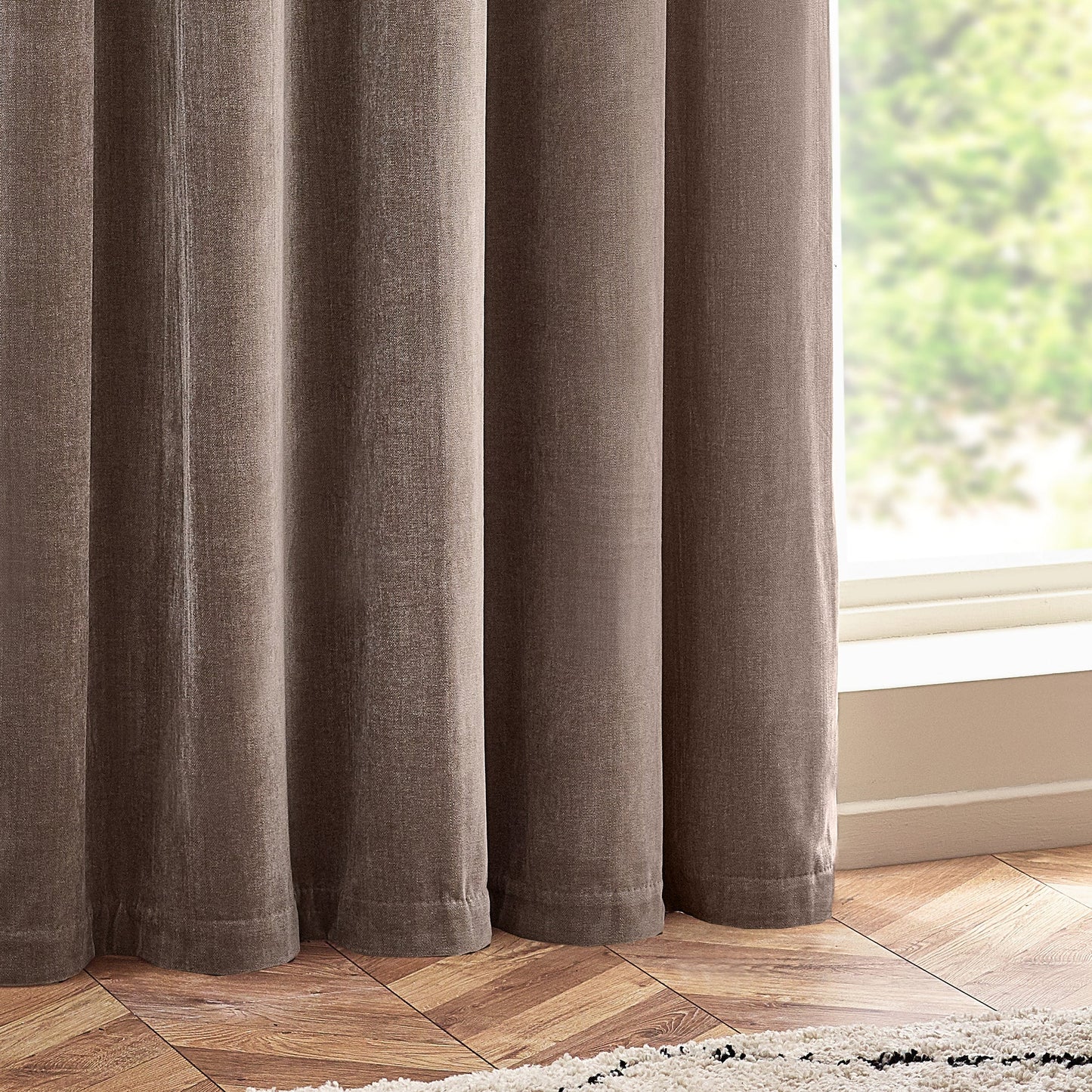 Yard Heavy Chenille Blackout Eyelet Curtains - Greige