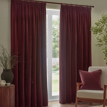 Yard Heavy Chenille Pencil Pleat Curtains - Beetroot