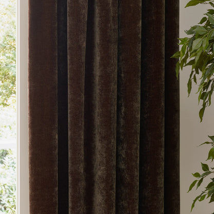 Yard Heavy Chenille Pencil Pleat Curtains - Brown