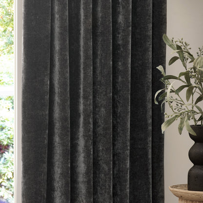 Yard Heavy Chenille Pencil Pleat Curtains - Charcoal