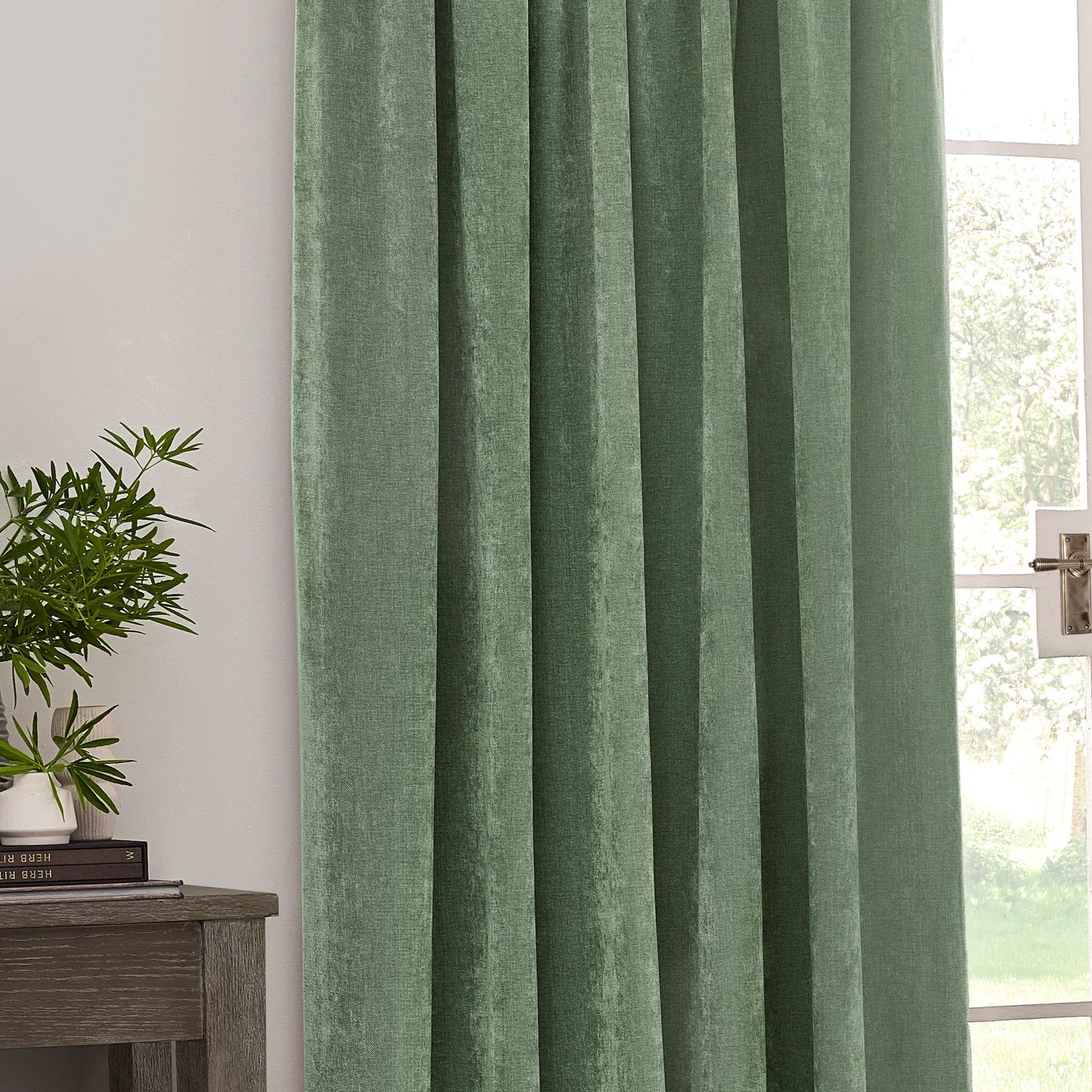Yard Heavy Chenille Pencil Pleat Curtains - Eucalyptus