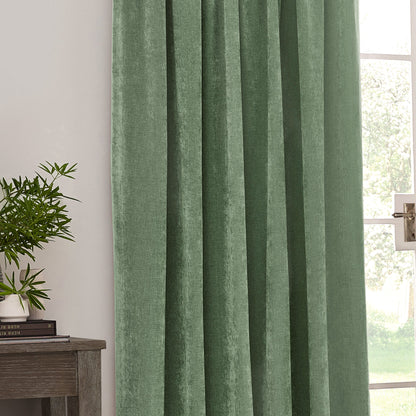 Yard Heavy Chenille Pencil Pleat Curtains - Eucalyptus