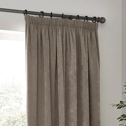 Yard Heavy Chenille Pencil Pleat Curtains - Greige