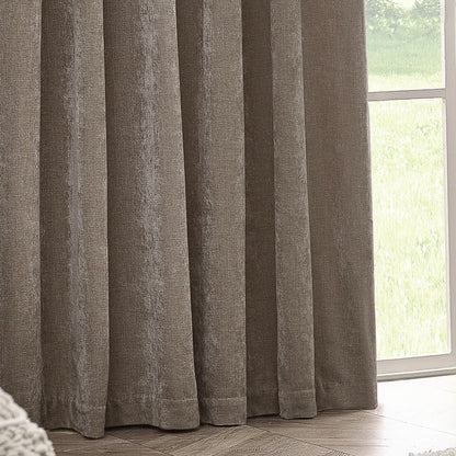 Yard Heavy Chenille Pencil Pleat Curtains - Greige