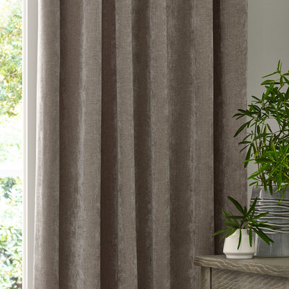 Yard Heavy Chenille Pencil Pleat Curtains - Greige