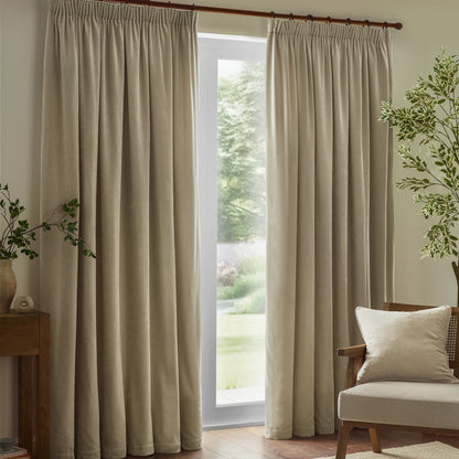Yard Heavy Chenille Pencil Pleat Curtains - Linen
