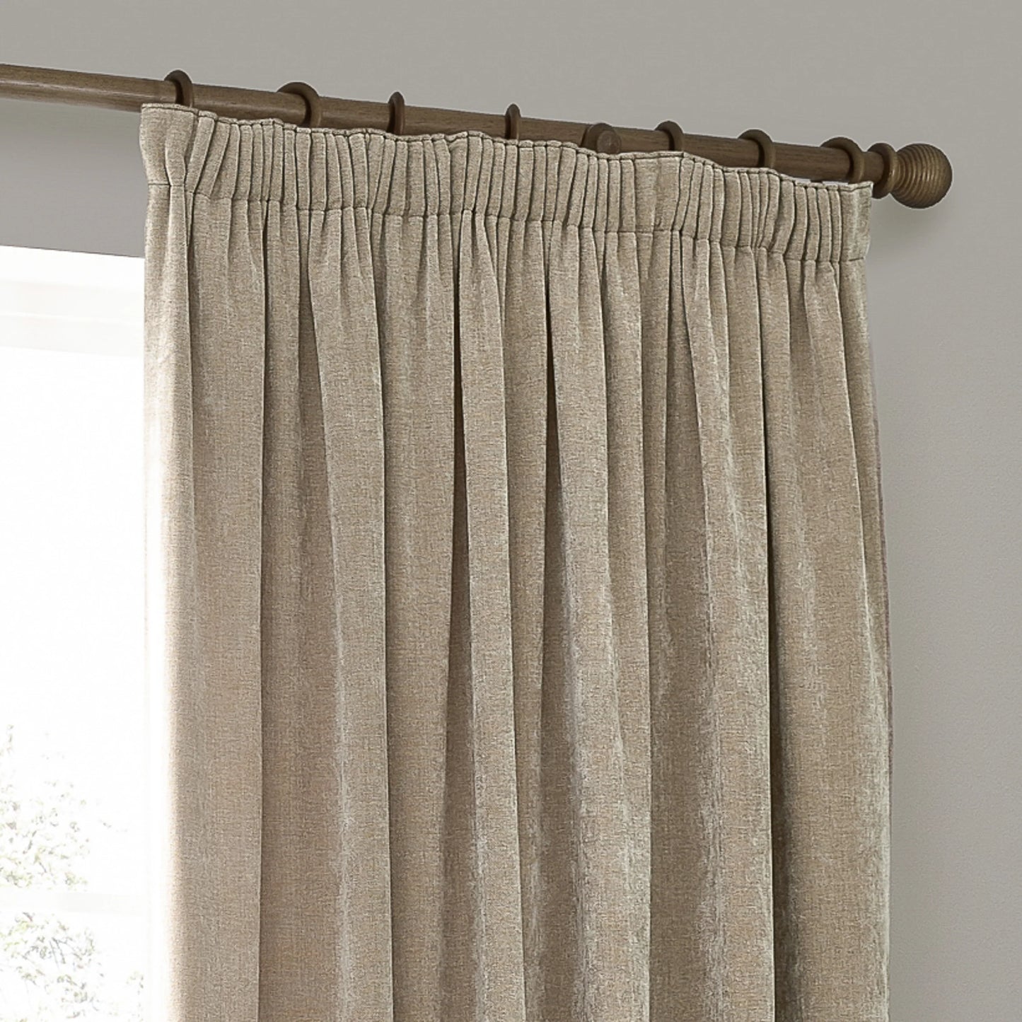 Yard Heavy Chenille Pencil Pleat Curtains - Natural