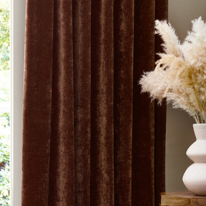 Yard Heavy Chenille Pencil Pleat Curtains - Nutmeg