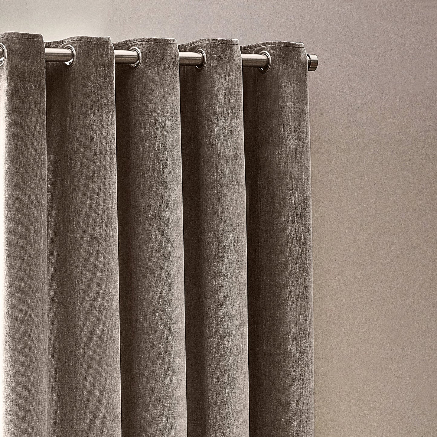 Yard Heavy Chenille Eyelet Curtains - Greige