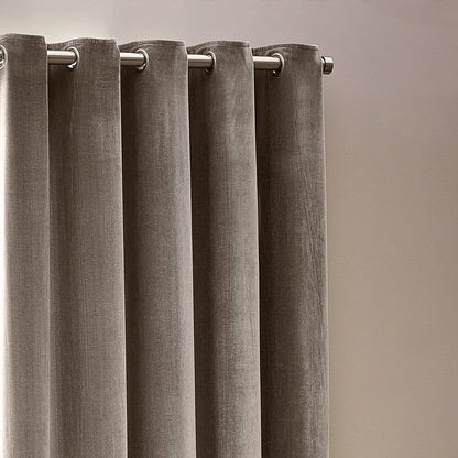 Yard Heavy Chenille Eyelet Curtains - Greige