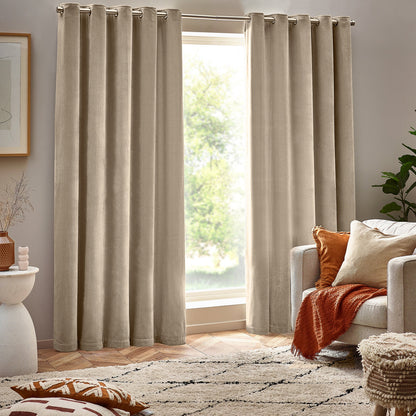 Yard Heavy Chenille Eyelet Curtains - Natural