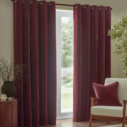 Yard Heavy Chenille Eyelet Curtains - Beetroot