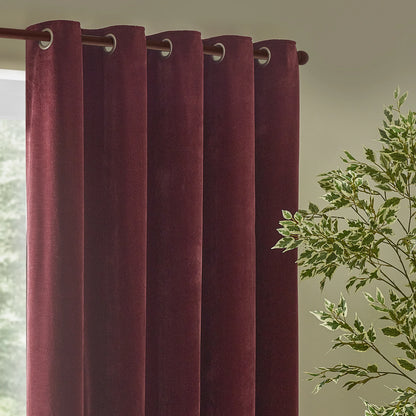 Yard Heavy Chenille Eyelet Curtains - Beetroot
