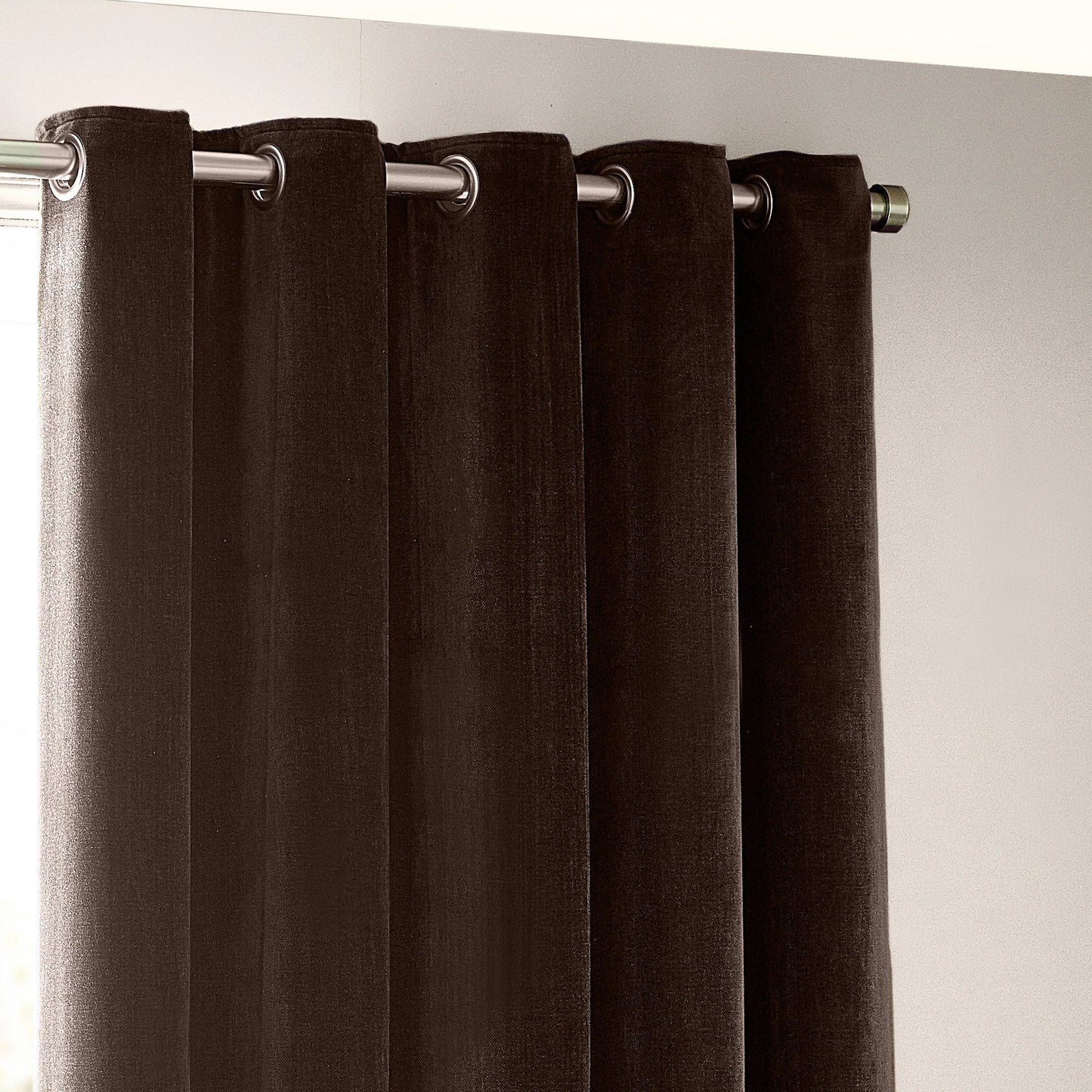 Yard Heavy Chenille Eyelet Curtains - Brown