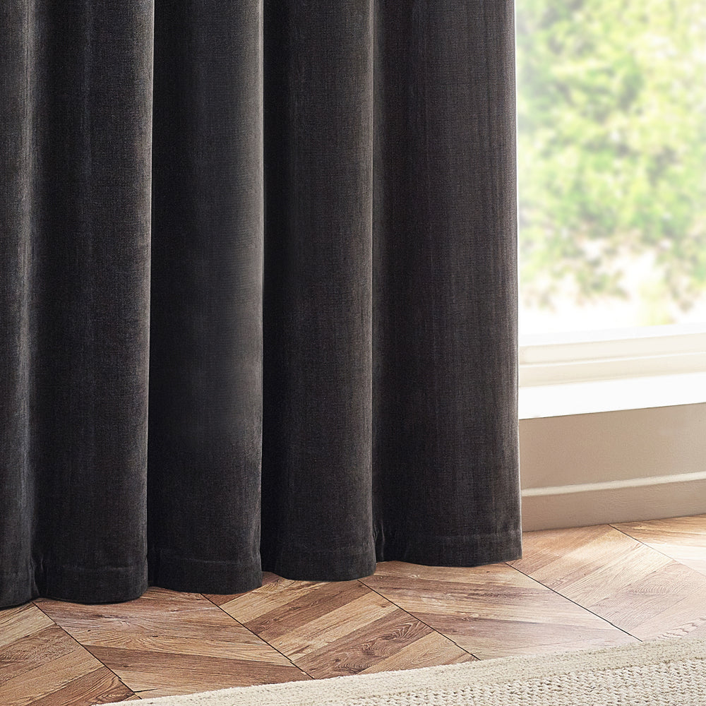 Yard Heavy Chenille Eyelet Curtains - Charcoal