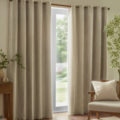 Yard Heavy Chenille Eyelet Curtains - Linen
