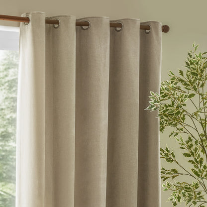 Yard Heavy Chenille Eyelet Curtains - Linen
