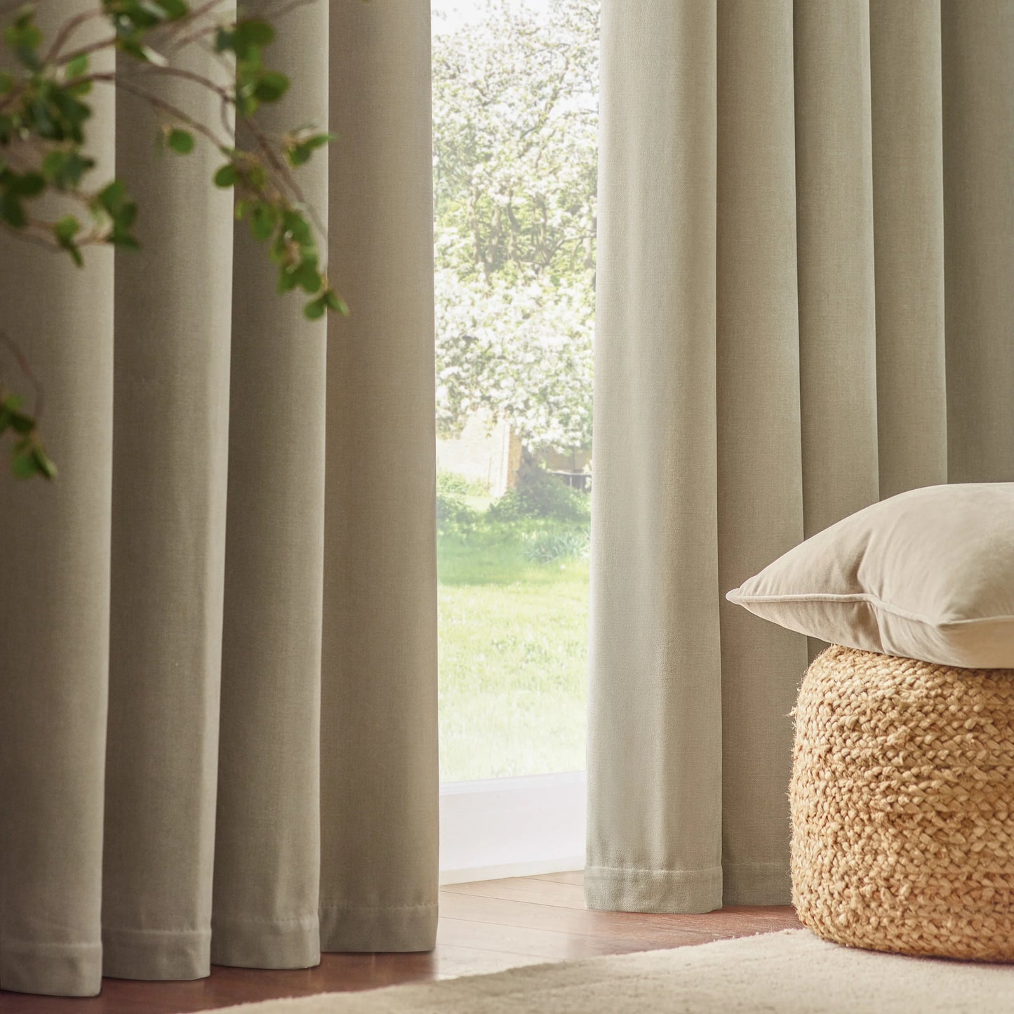 Yard Heavy Chenille Eyelet Curtains - Linen