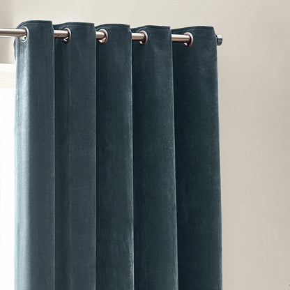 Yard Heavy Chenille Eyelet Curtains - Marine