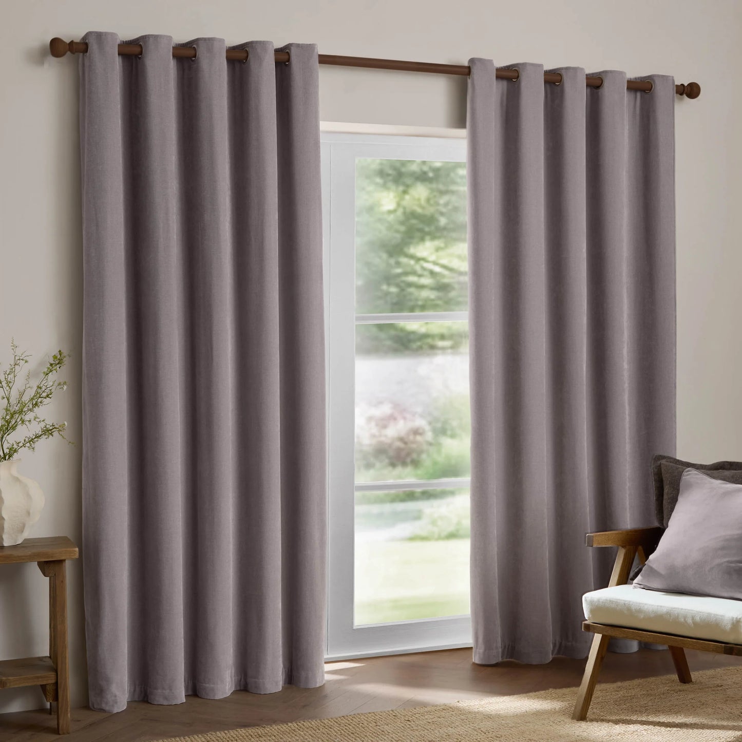 Yard Heavy Chenille Eyelet Curtains - Mauve