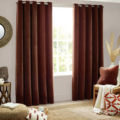 Yard Heavy Chenille Eyelet Curtains - Nutmeg
