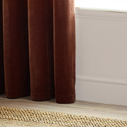Yard Heavy Chenille Eyelet Curtains - Nutmeg