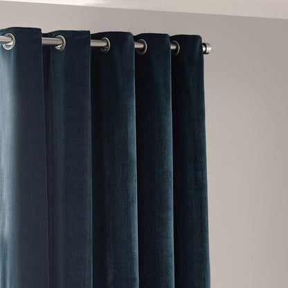 Yard Heavy Chenille Eyelet Curtains - Navy