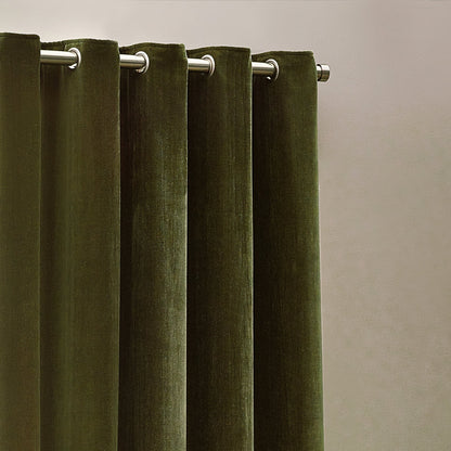 Yard Heavy Chenille Eyelet Curtains - Olive