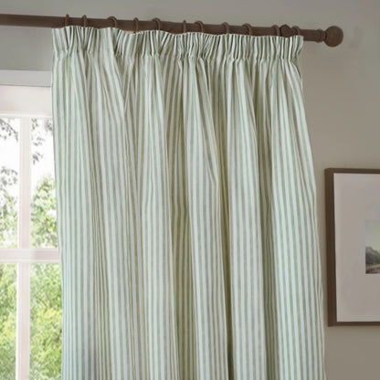 Yard Hebden Stripe Pencil Pleat Curtains - Eucalyptus