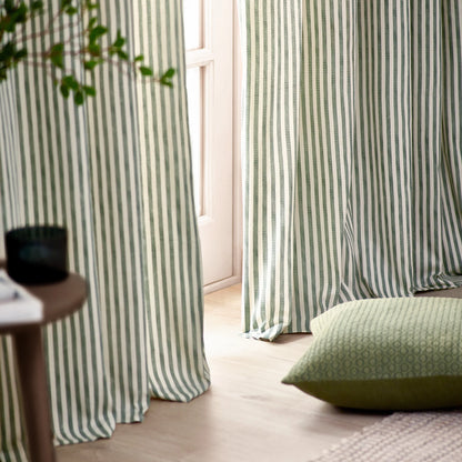 Yard Hebden Stripe Eyelet Curtains - Forest Green