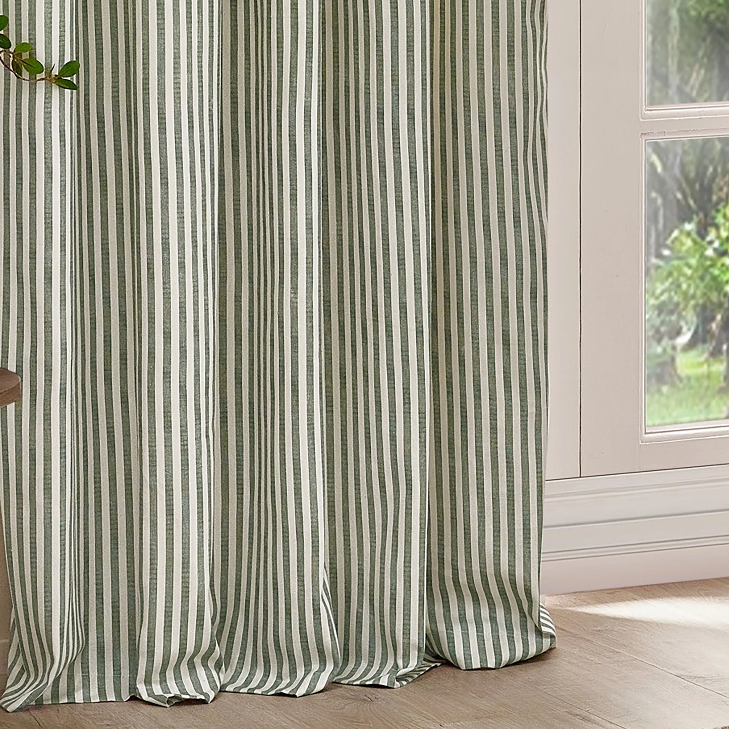 Yard Hebden Stripe Eyelet Curtains - Forest Green