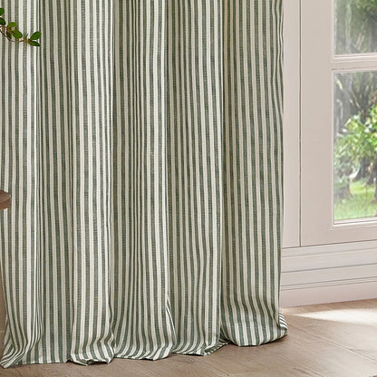 Yard Hebden Stripe Eyelet Curtains - Forest Green