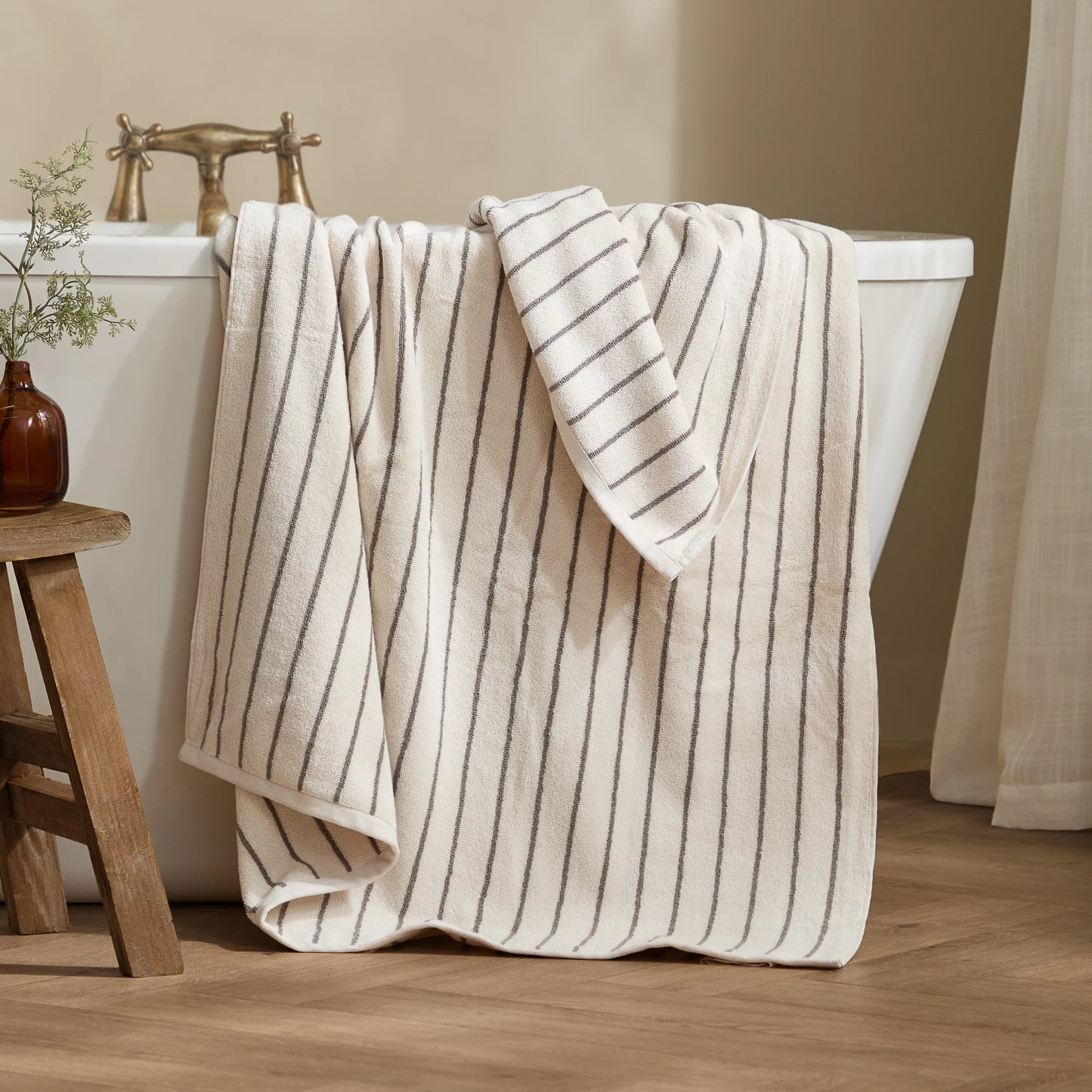 Yard Hebden Narrow Stripe Bath Towels - Mole
