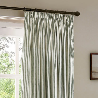 Yard Hebden Stripe Pencil Pleat Curtains - Forest Green