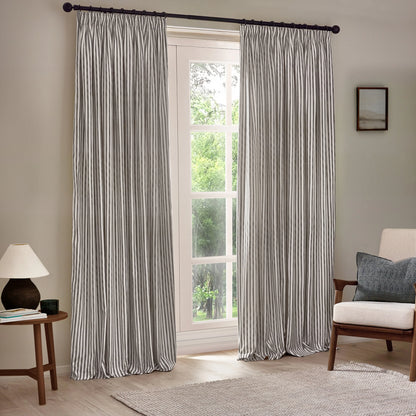 Yard Hebden Stripe Pencil Pleat Curtains - Grey