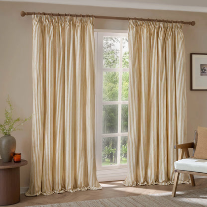 Yard Hebden Stripe Pencil Pleat Curtains - Honey Yellow