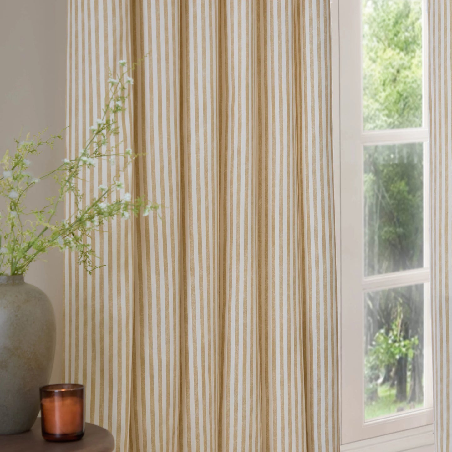 Yard Hebden Stripe Pencil Pleat Curtains - Honey Yellow