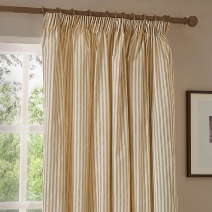 Yard Hebden Stripe Pencil Pleat Curtains - Honey Yellow