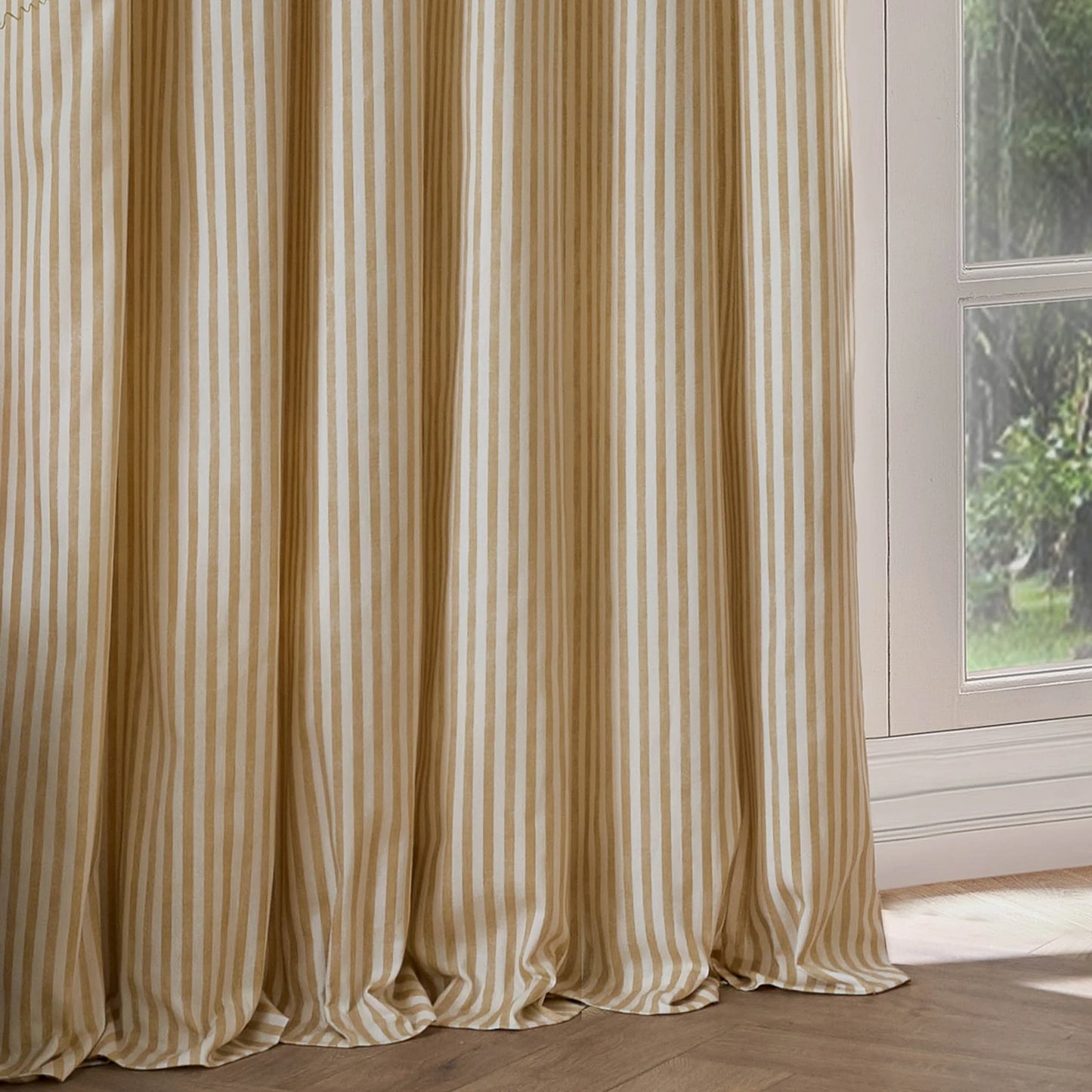 Yard Hebden Stripe Pencil Pleat Curtains - Honey Yellow