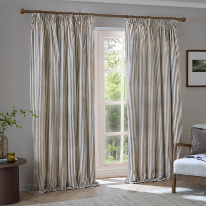 Yard Hebden Stripe Pencil Pleat Curtains - Mole