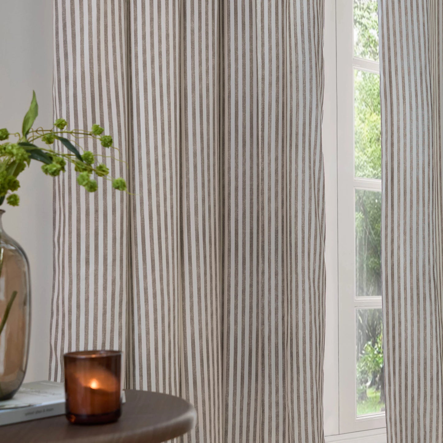Yard Hebden Stripe Pencil Pleat Curtains - Mole