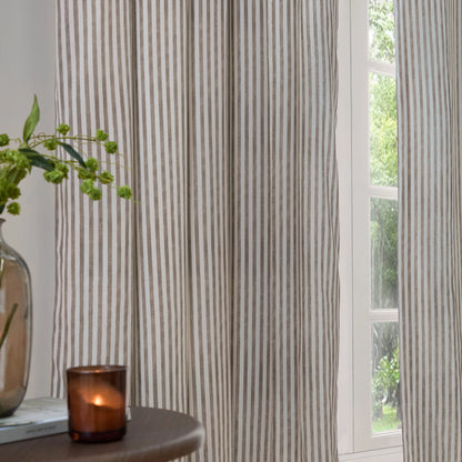 Yard Hebden Stripe Pencil Pleat Curtains - Mole