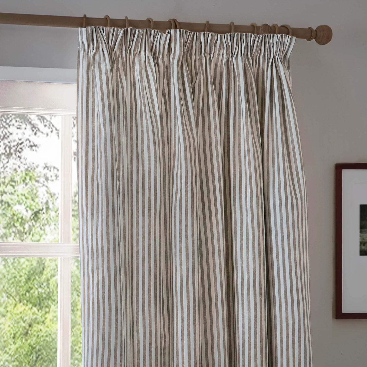 Yard Hebden Stripe Pencil Pleat Curtains - Mole