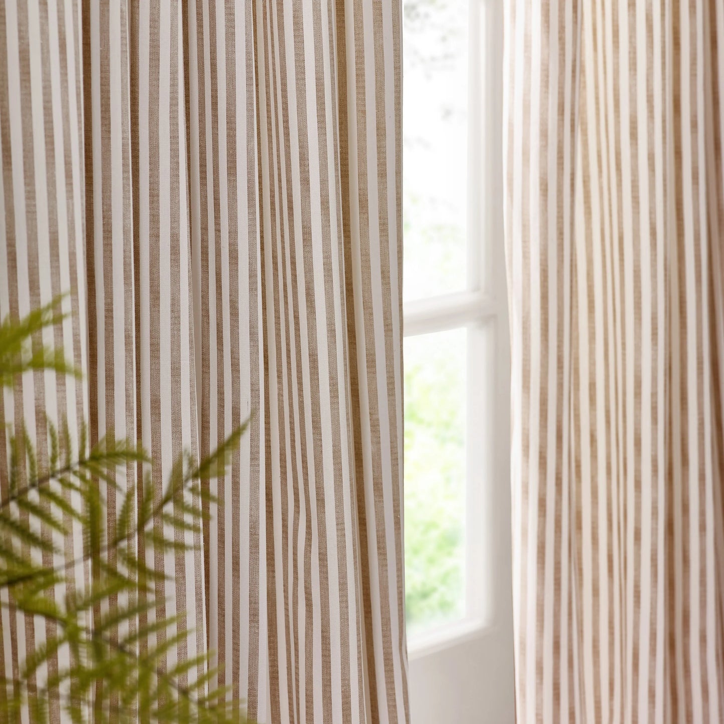 Yard Hebden Stripe Pencil Pleat Curtains - Natural