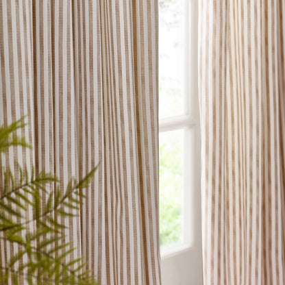 Yard Hebden Stripe Pencil Pleat Curtains - Natural
