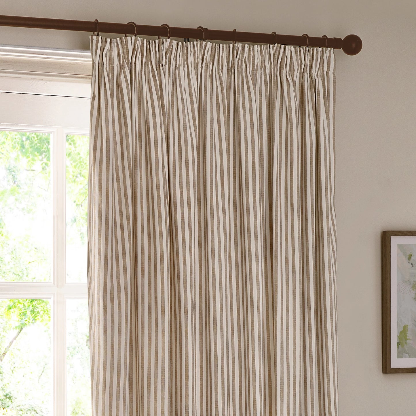Yard Hebden Stripe Pencil Pleat Curtains - Natural