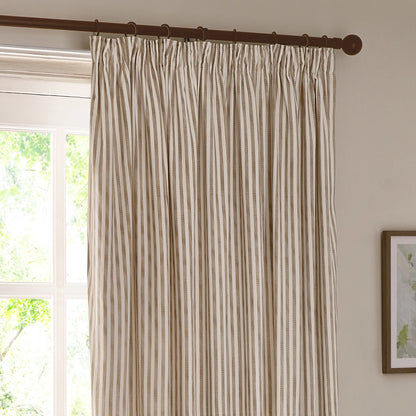 Yard Hebden Stripe Pencil Pleat Curtains - Natural